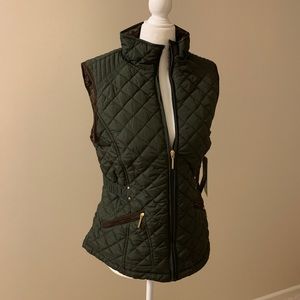 Olive green quilted vest